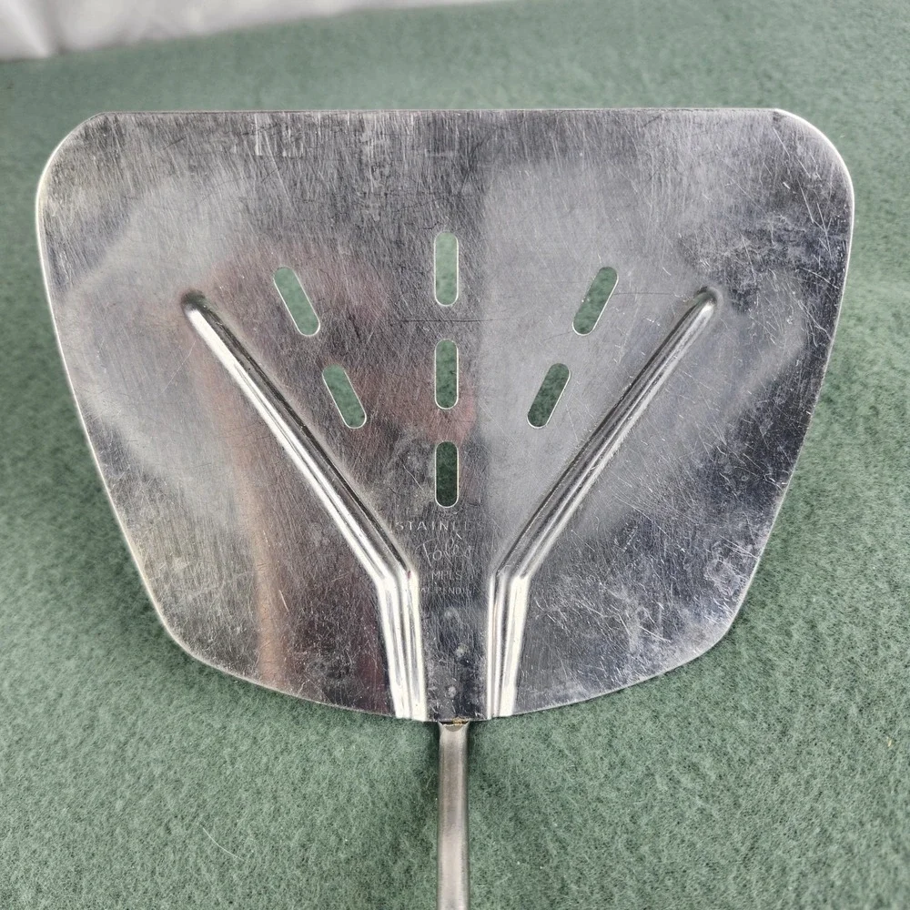 Foley Stainless Steel Slotted Turner Spatula Black Plastic Handle MPLS
